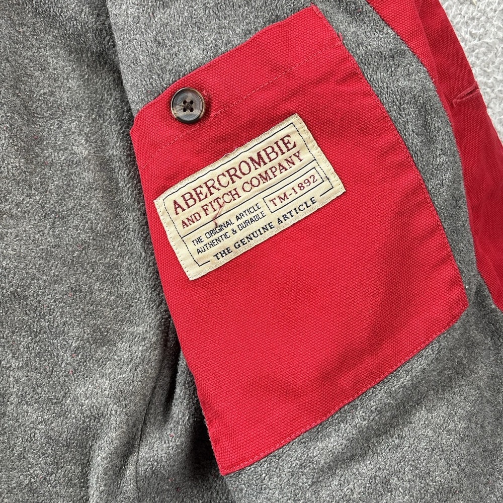 Vintage Abercrombie & Fitch Chore Coat Medium Red Corduroy Trim Oversized Lined - Picture 6 of 16